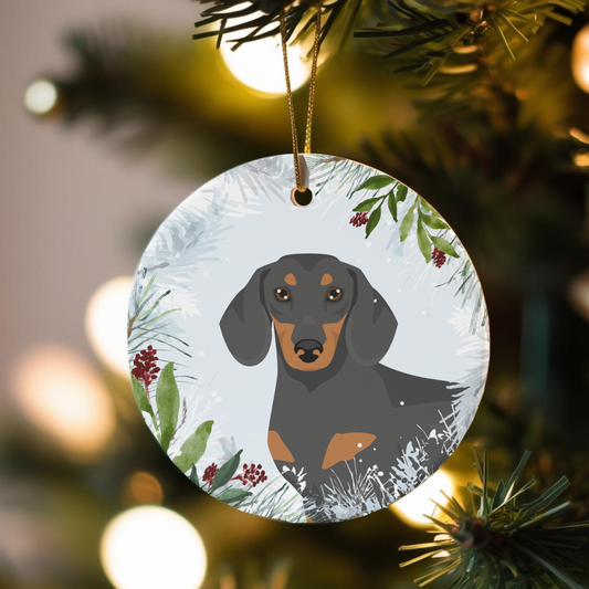 Dachshund Dog Ceramic Christmas Ornaments