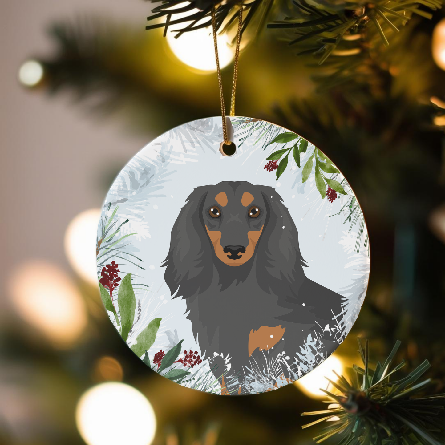 Dachshund Dog Ceramic Christmas Ornaments