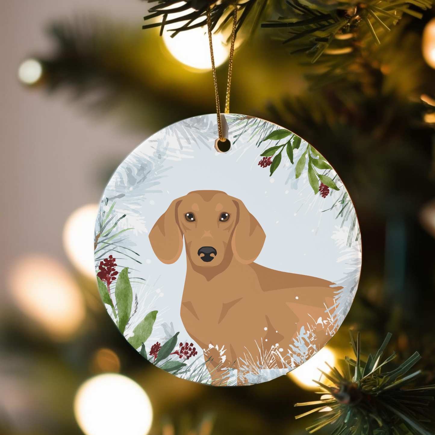 Dachshund Dog Ceramic Christmas Ornaments