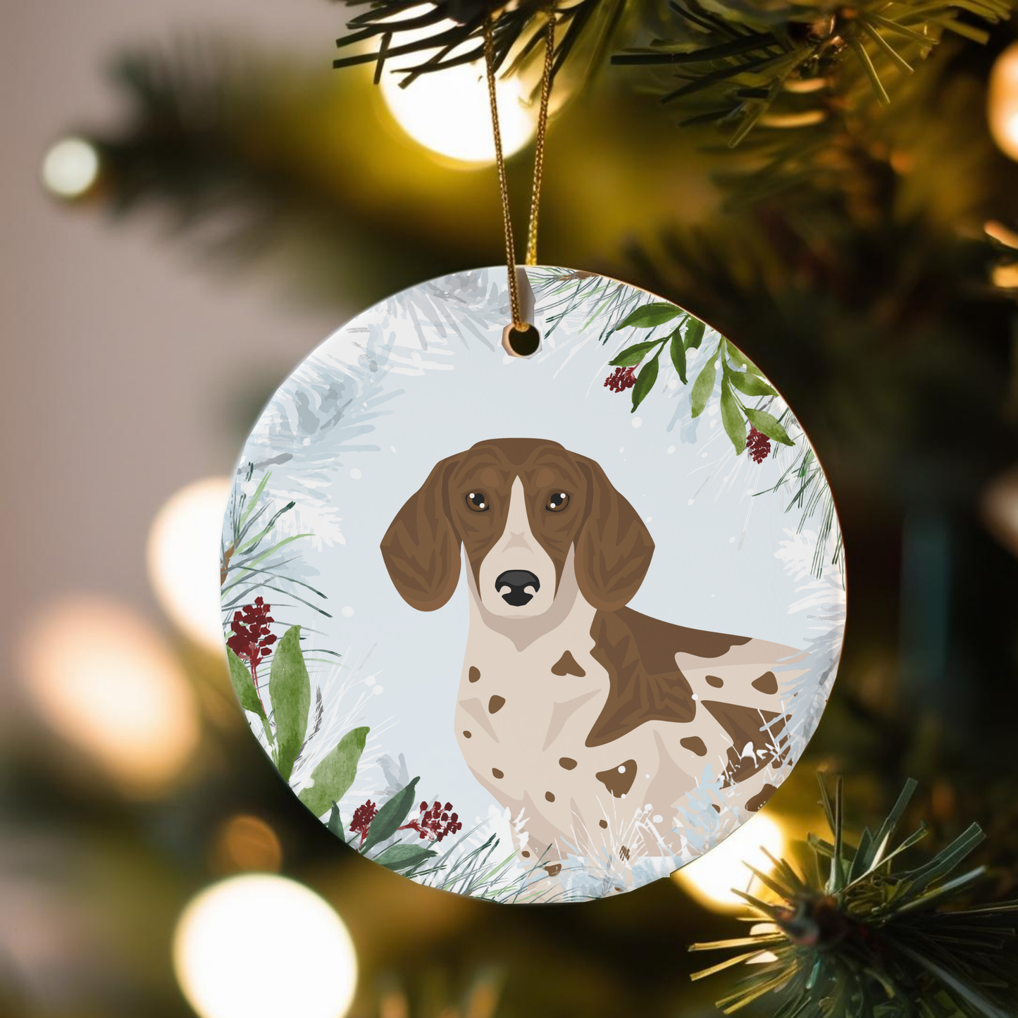 Dachshund Dog Ceramic Christmas Ornaments