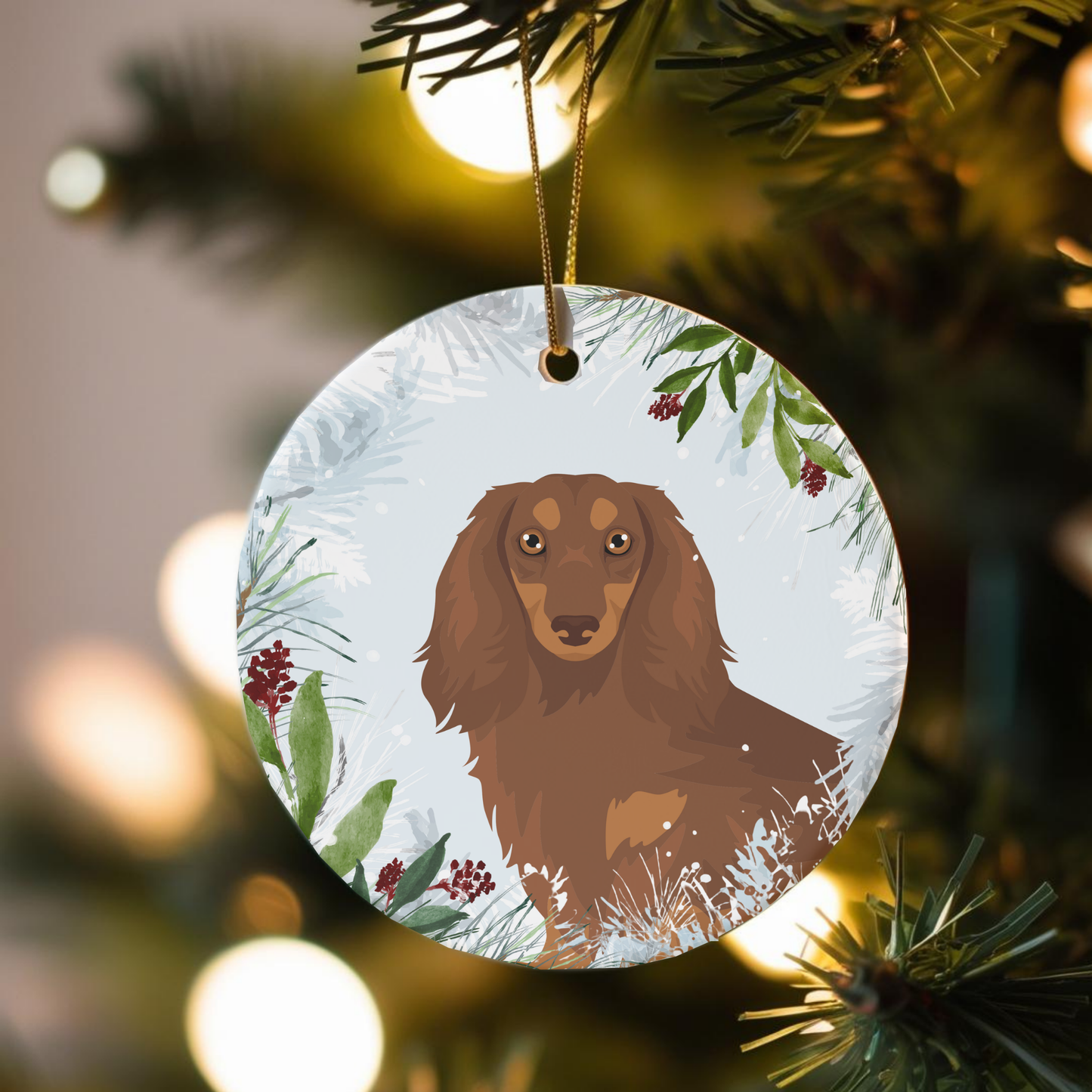 Dachshund Dog Ceramic Christmas Ornaments