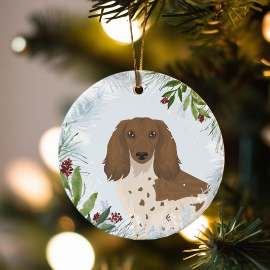 Dachshund Dog Ceramic Christmas Ornaments