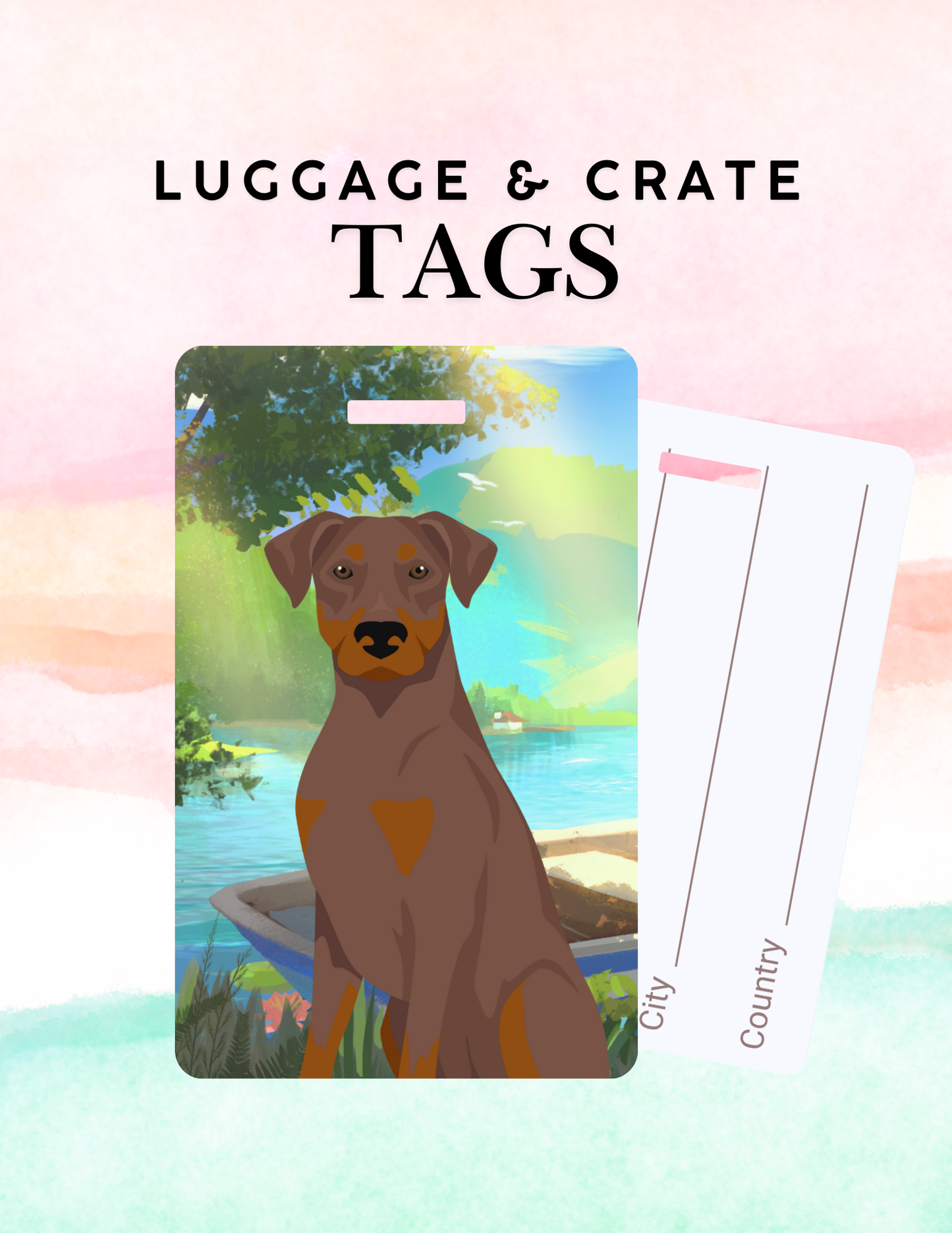 Doberman Pinscher Dog Metal Luggage/ Crate Tag