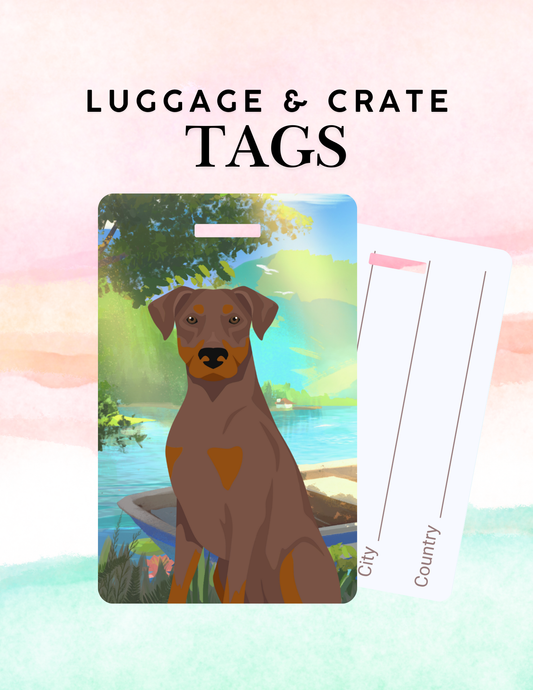Doberman Pinscher Dog Metal Luggage/ Crate Tag