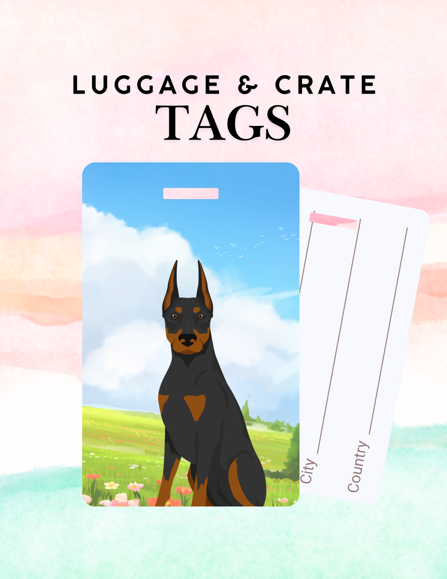 Doberman Pinscher Dog Metal Luggage/ Crate Tag