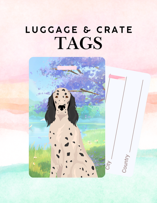 English Setter Dog Metal Luggage/ Crate Tag