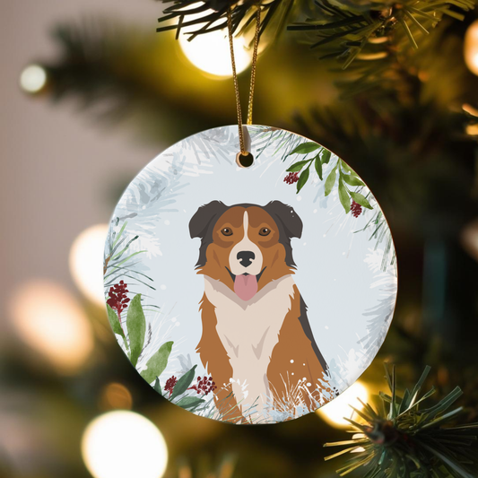 English Shepherd Dog Ceramic Christmas Ornaments