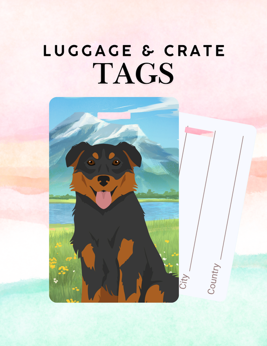 English Shepherd Dog Metal Luggage/ Crate Tag