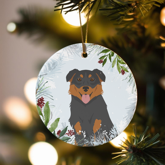 English Shepherd Dog Ceramic Christmas Ornaments