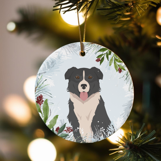 English Shepherd Dog Ceramic Christmas Ornaments