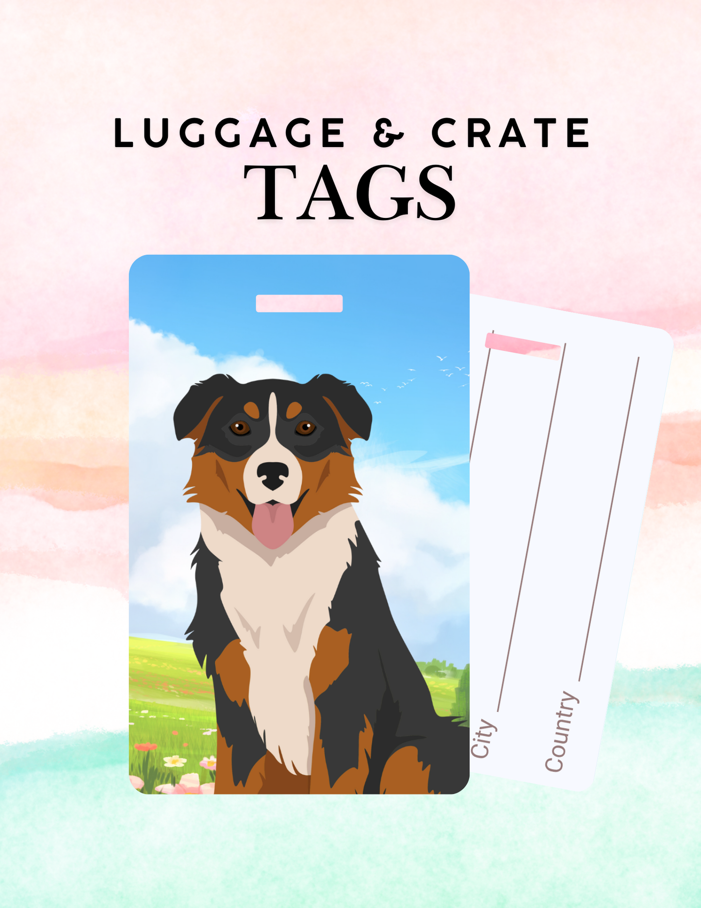 English Shepherd Dog Metal Luggage/ Crate Tag