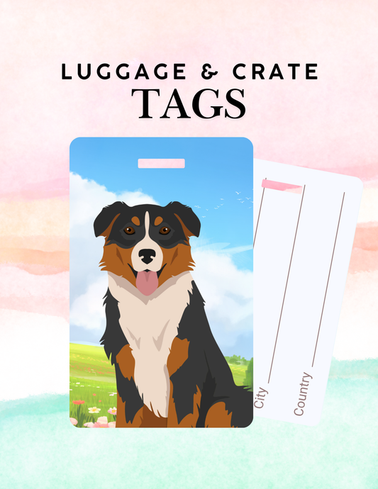 English Shepherd Dog Metal Luggage/ Crate Tag