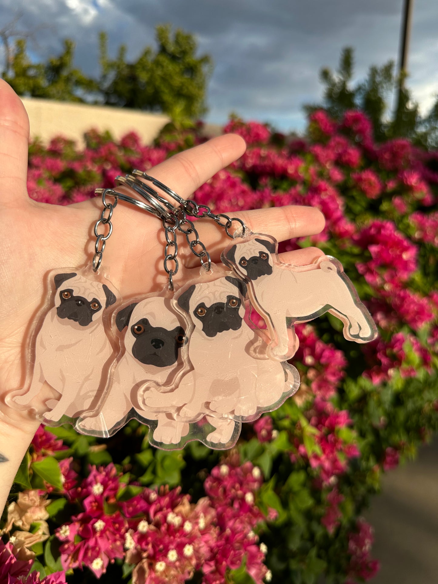 Pug Dog 2.5in Acrylic Keychain