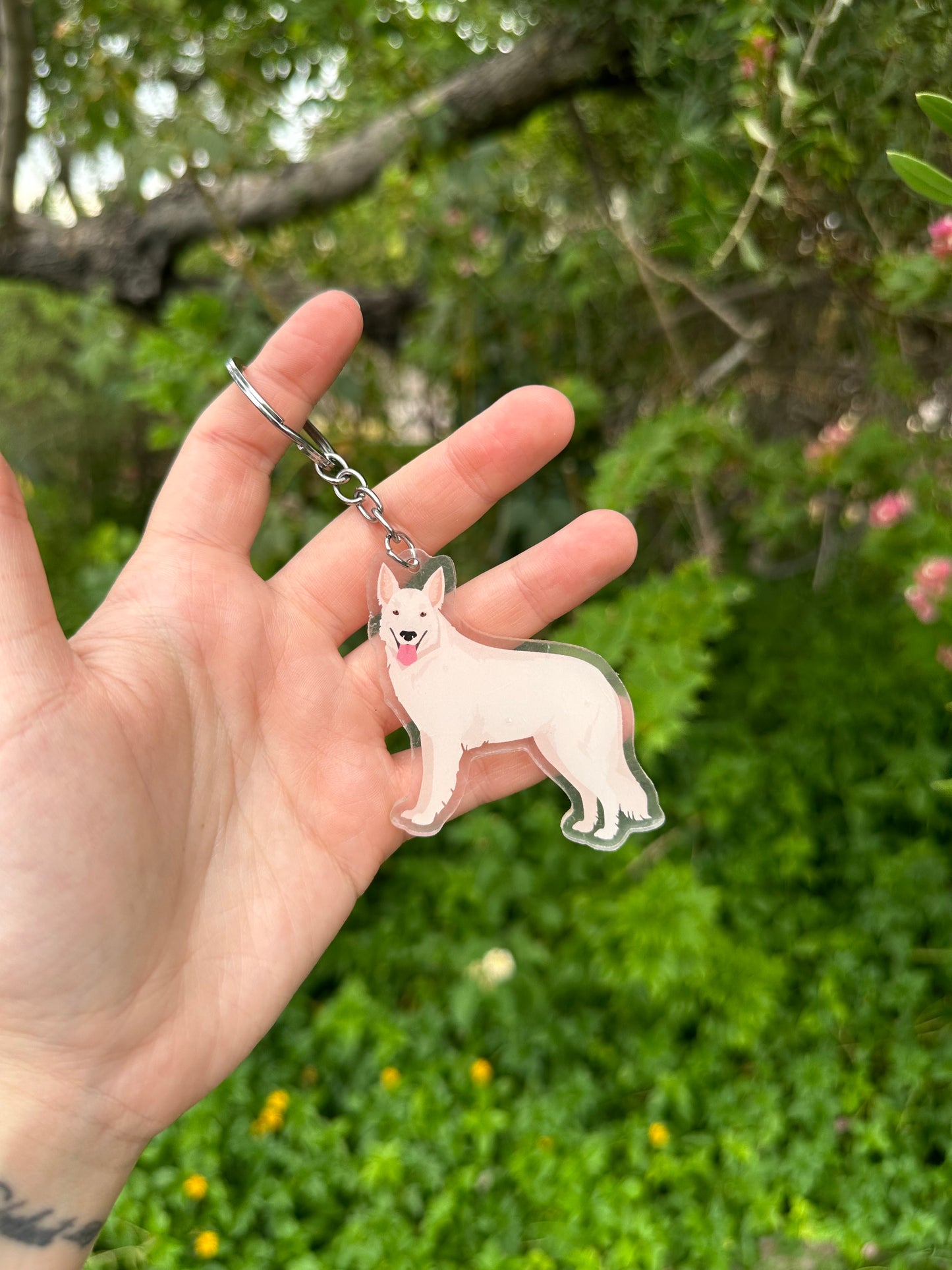 White Swiss Shepherd Dog 2.5in Acrylic Keychain