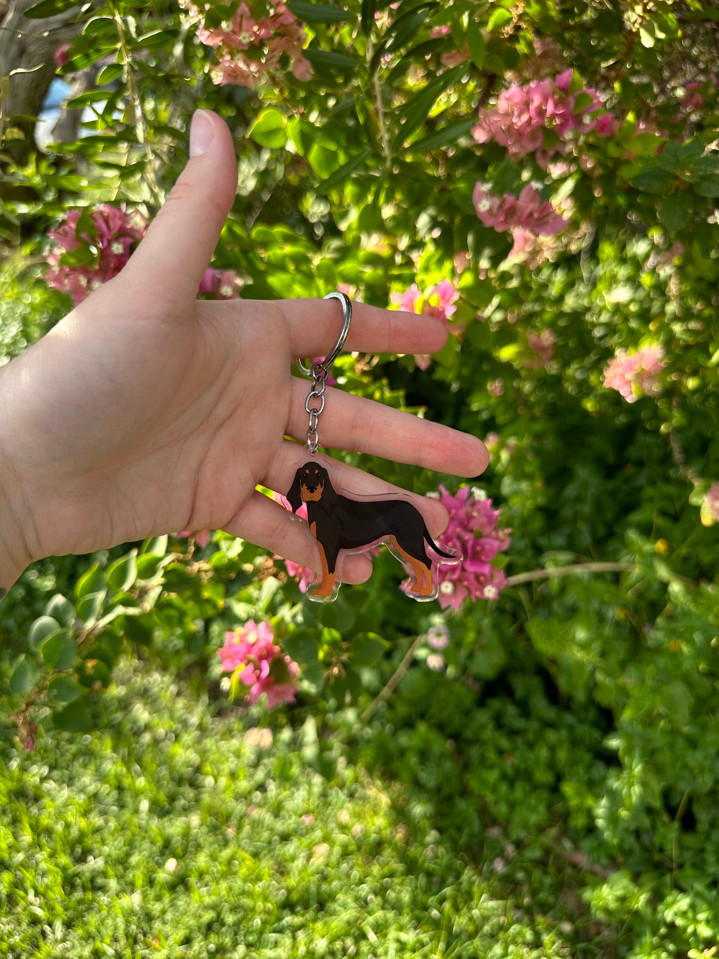 Black and Tan Coonhound Dog 2.5in Acrylic Keychain