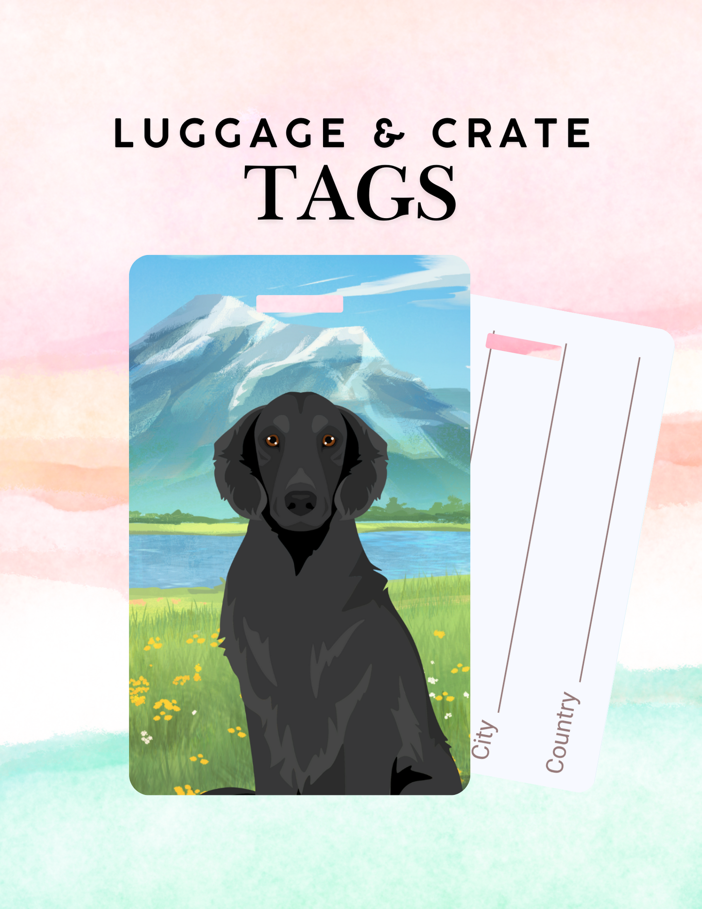 Flat Coated Retriever Dog Metal Luggage/ Crate Tag