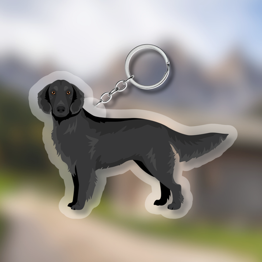 Flat Coated Retriever Dog 2.5in Acrylic Keychain