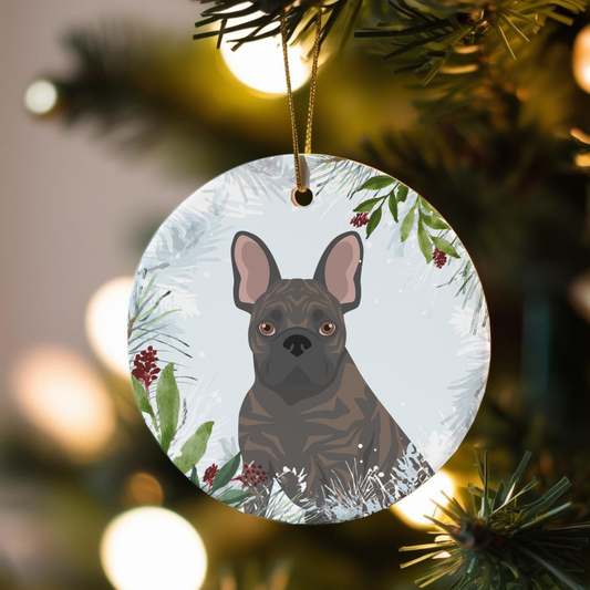 French Bulldog Dog Ceramic Christmas Ornaments