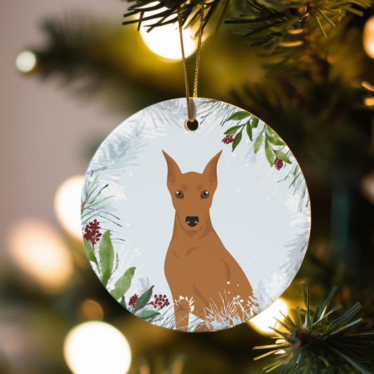 German Pinscher Dog Ceramic Christmas Ornaments