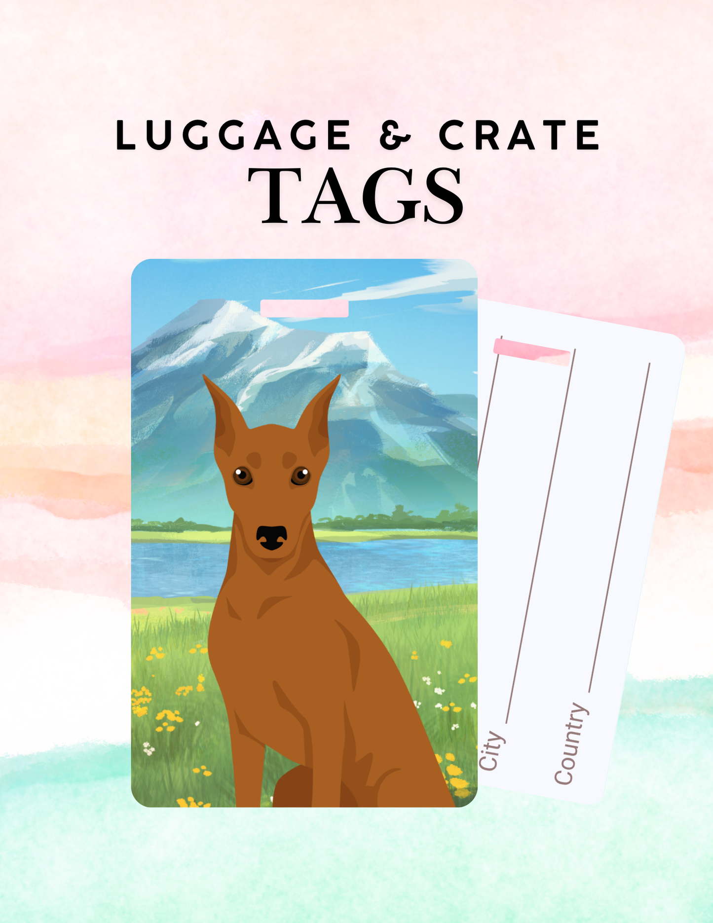 German Pinscher Dog Metal Luggage/ Crate Tag