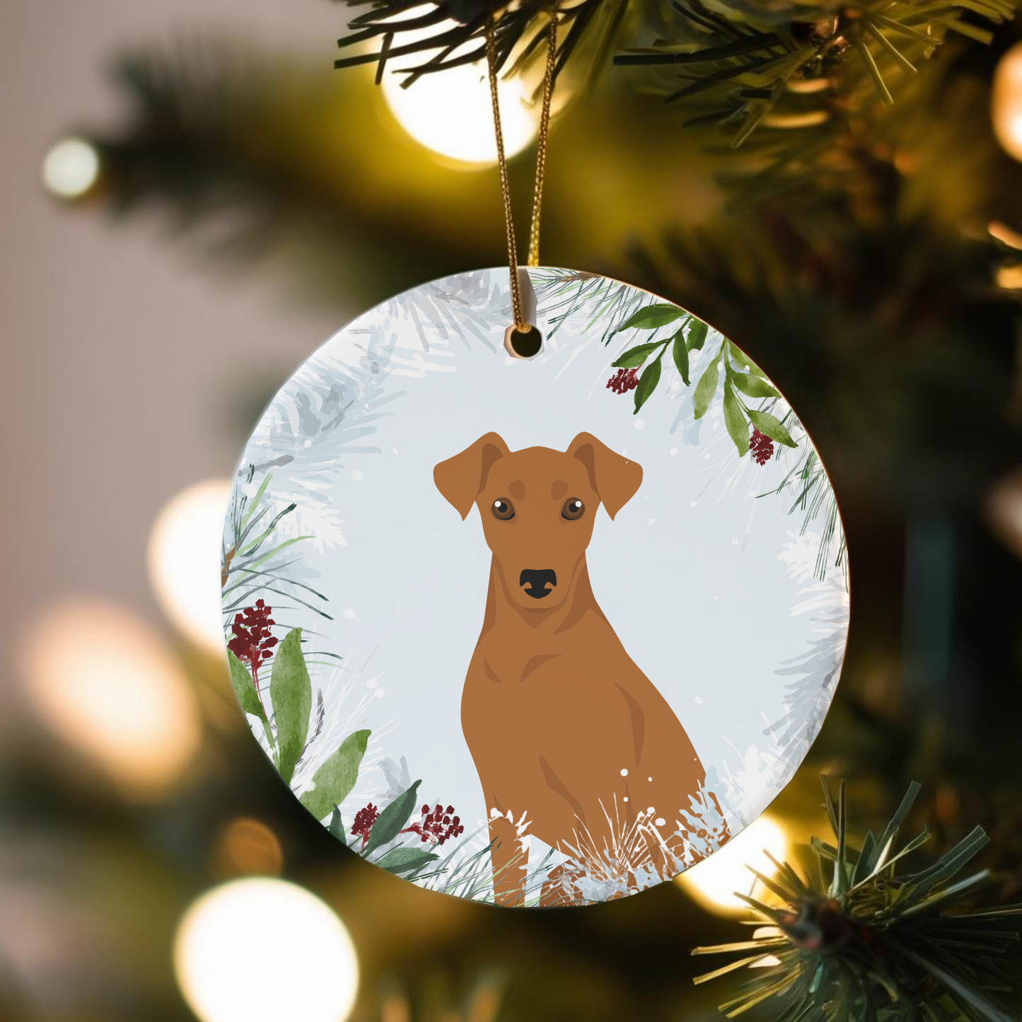 German Pinscher Dog Ceramic Christmas Ornaments