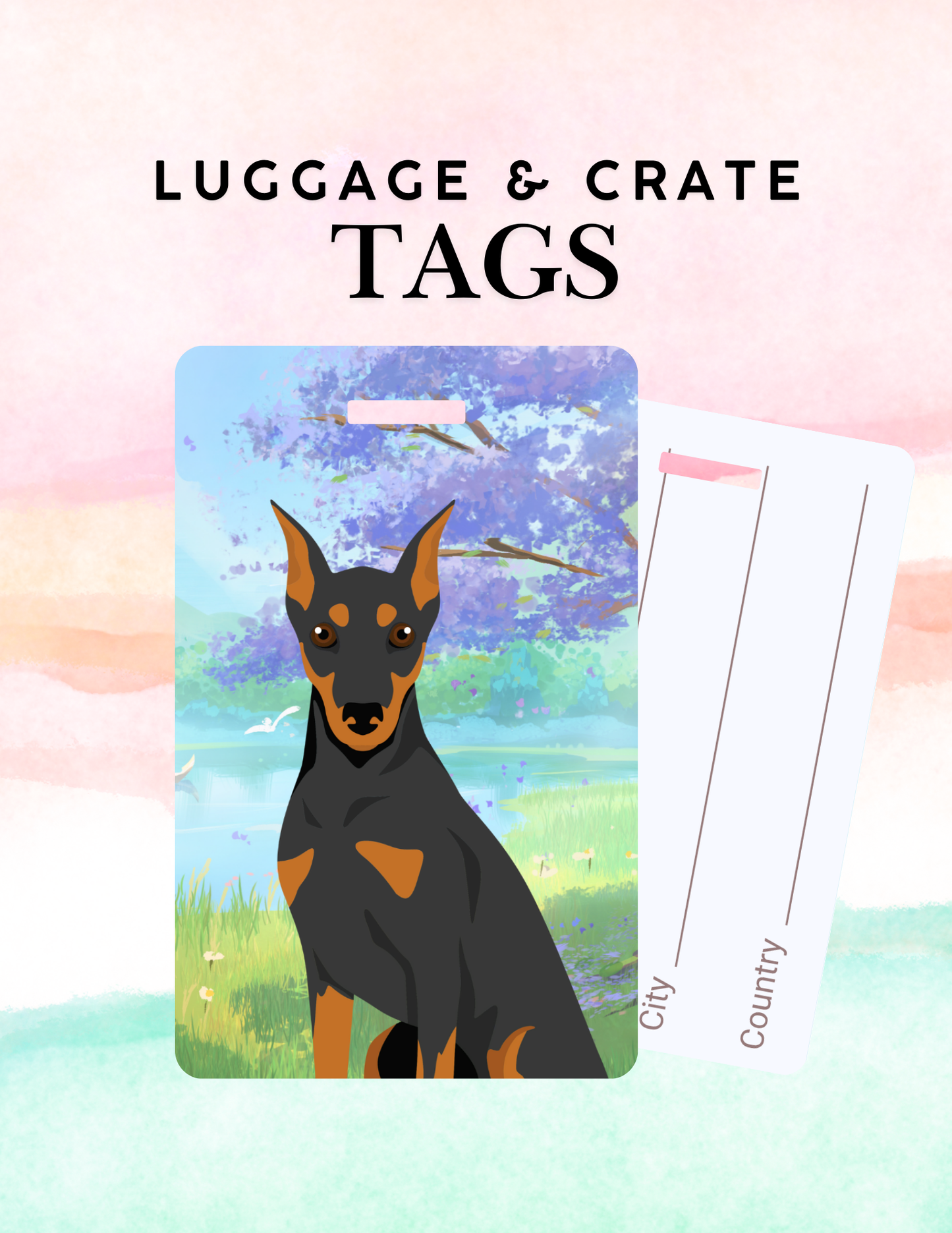 German Pinscher Dog Metal Luggage/ Crate Tag