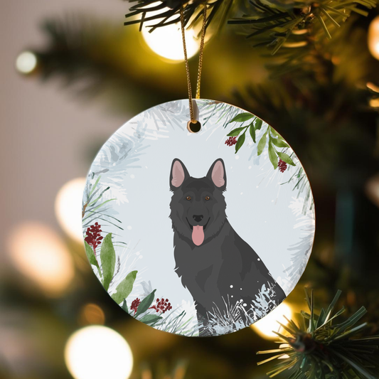 German Shepherd Dog Ceramic Christmas Ornaments