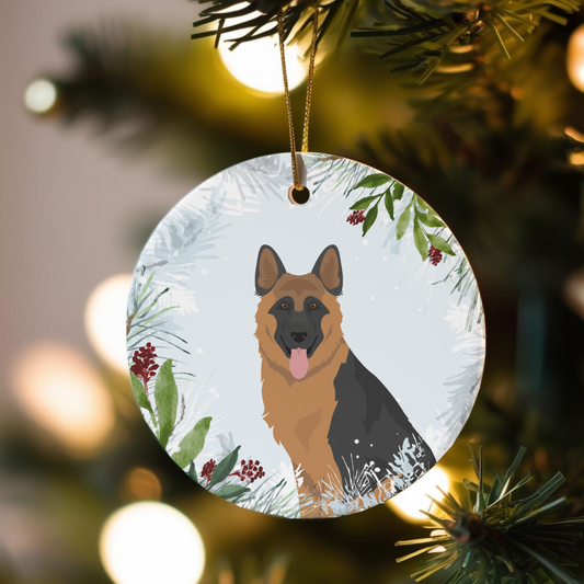 German Shepherd Dog Ceramic Christmas Ornaments