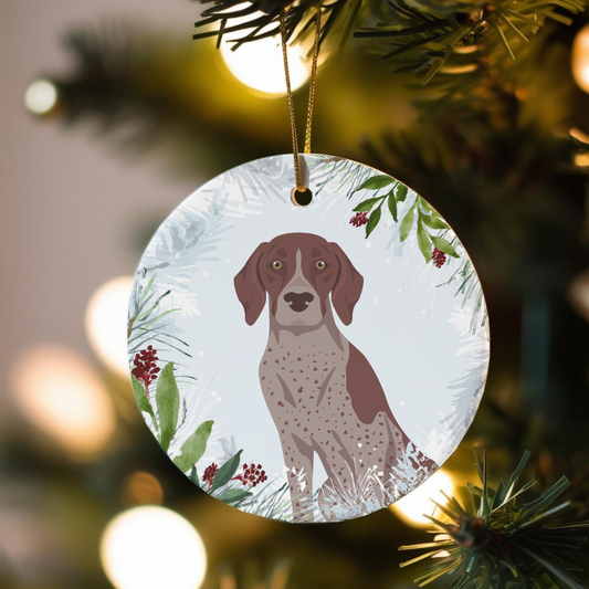 German Shorthaired Pointer Dog Ceramic Christmas Ornaments
