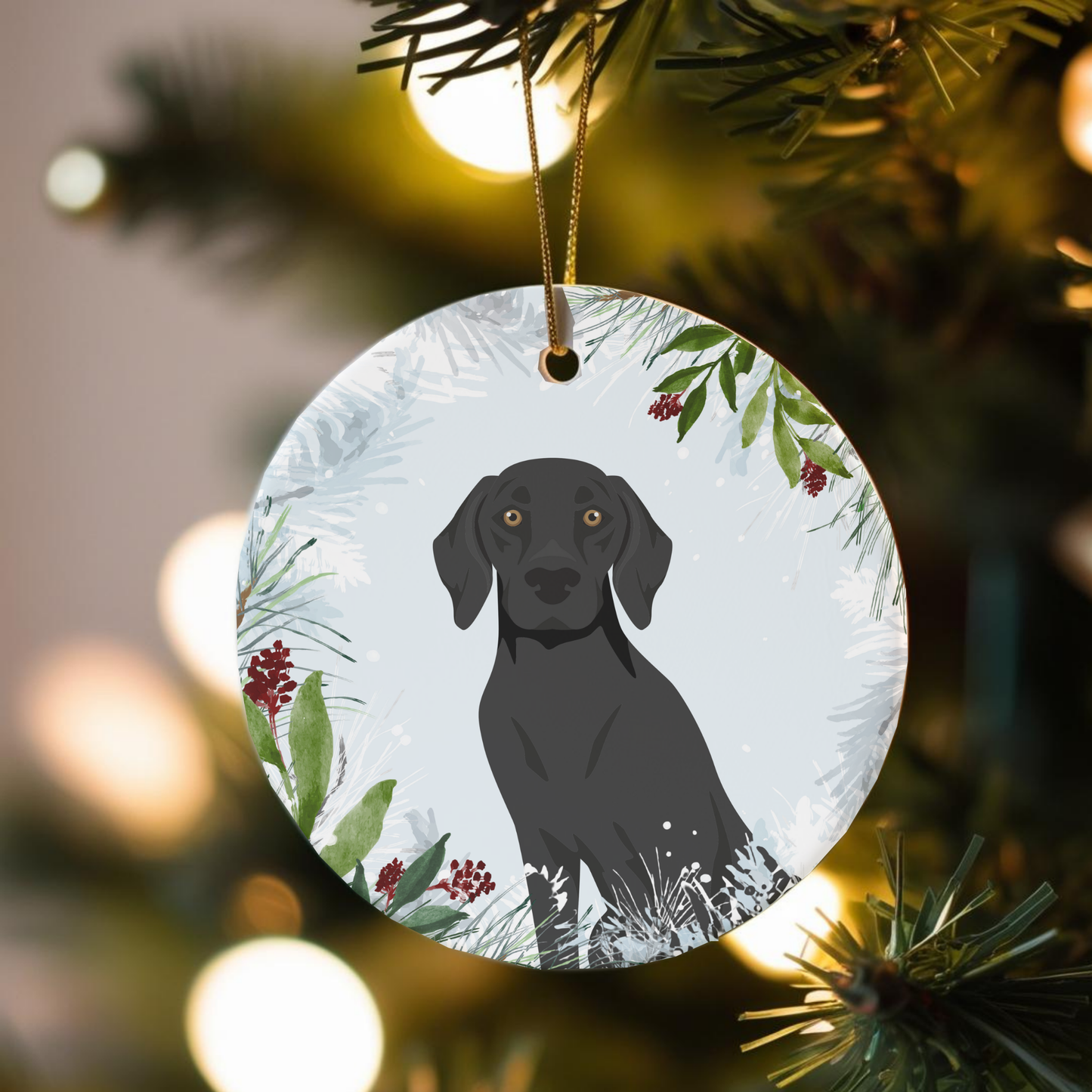 German Shorthaired Pointer Dog Ceramic Christmas Ornaments