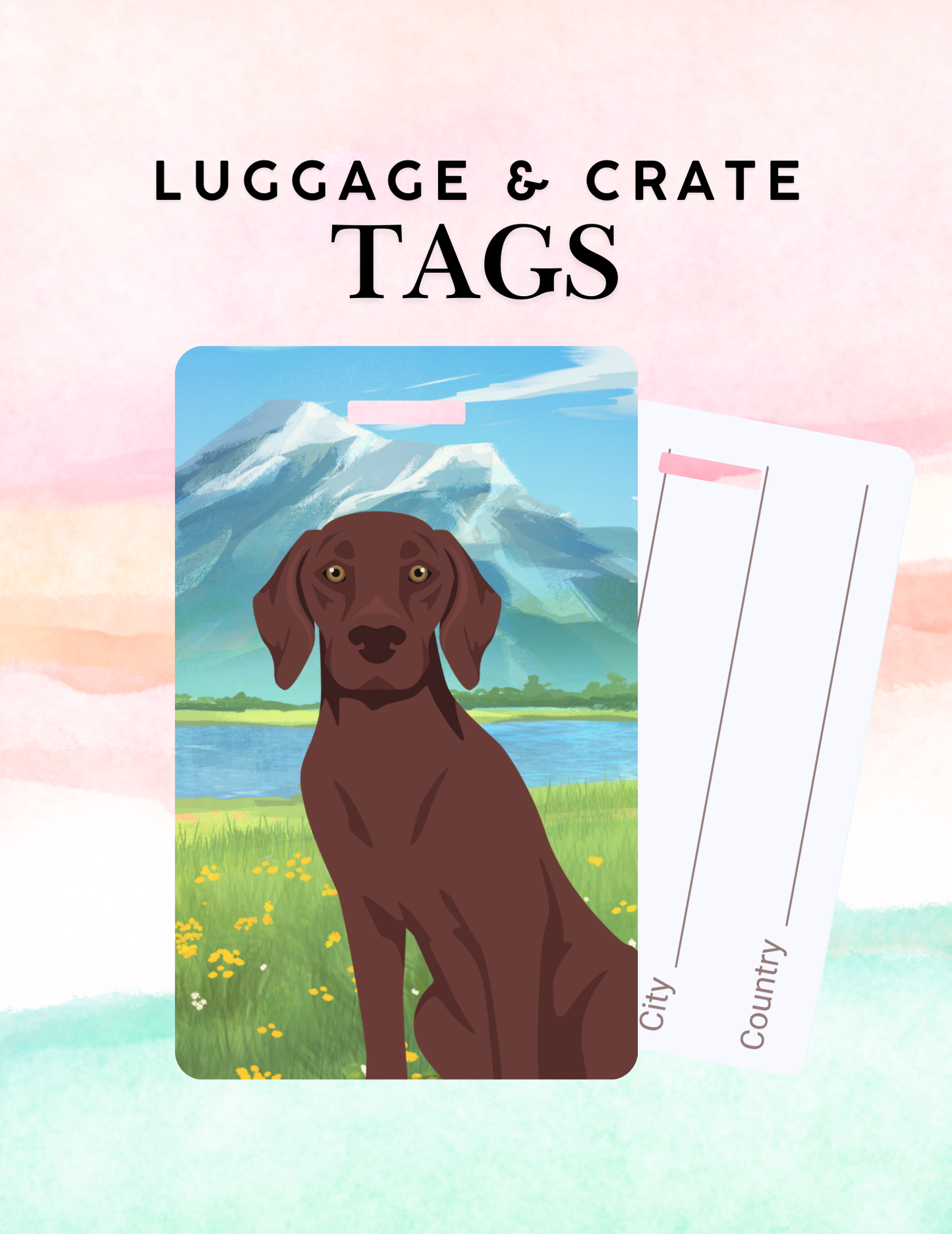 German Shorthaired Pointer Dog Metal Luggage/ Crate Tag
