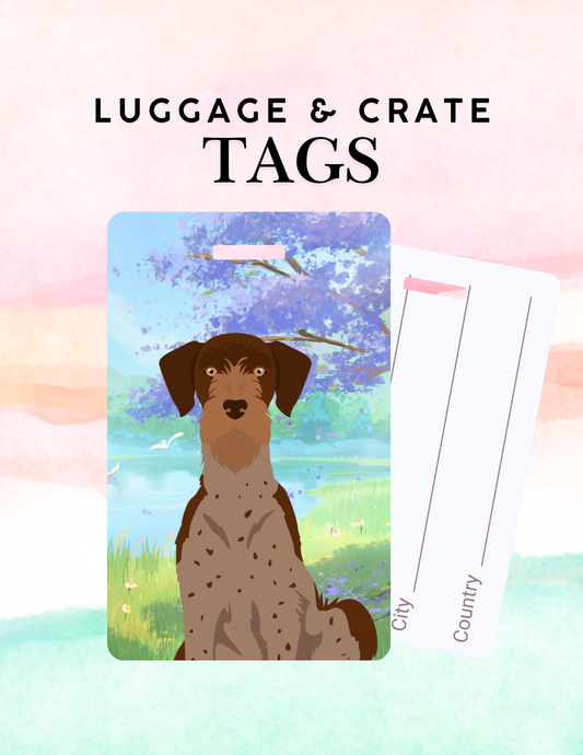 German Wirehaired Pointer Dog Metal Luggage/ Crate Tag