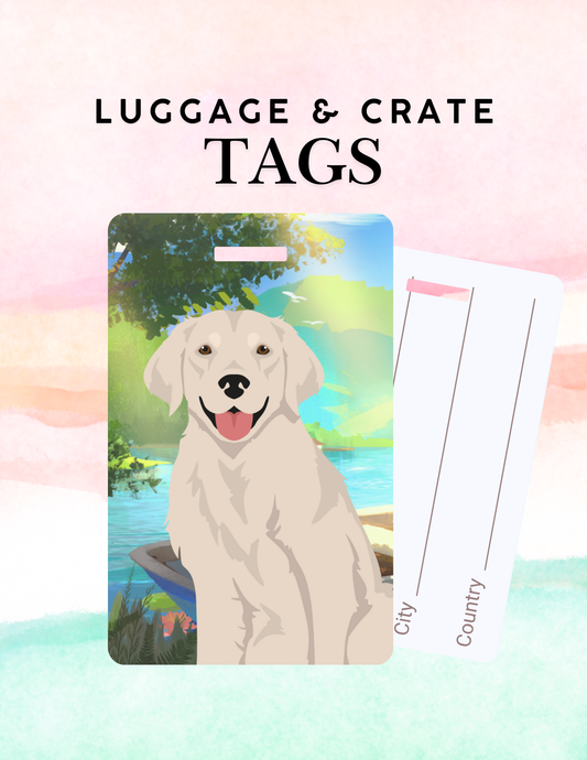 Golden Retriever Dog Metal Luggage/ Crate Tag