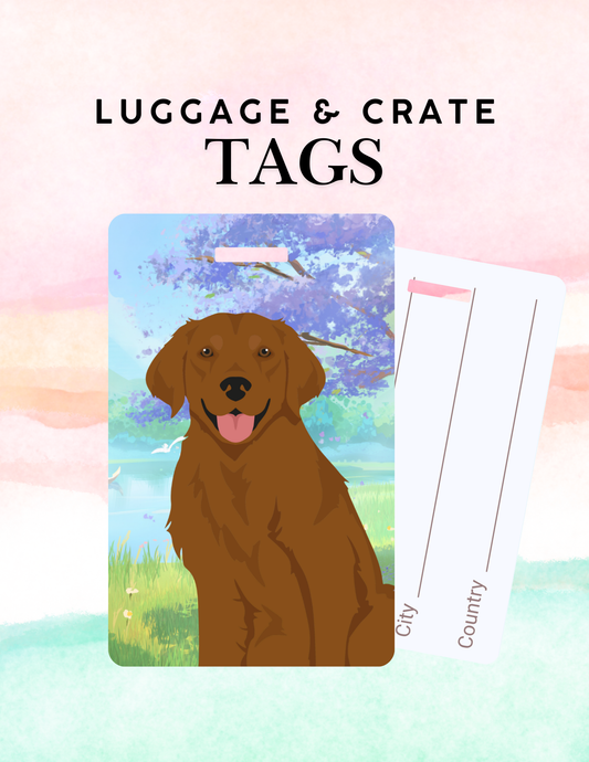 Golden Retriever Dog Metal Luggage/ Crate Tag