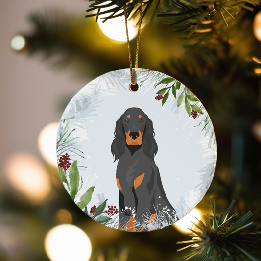 Gordon Setter Dog Ceramic Christmas Ornaments