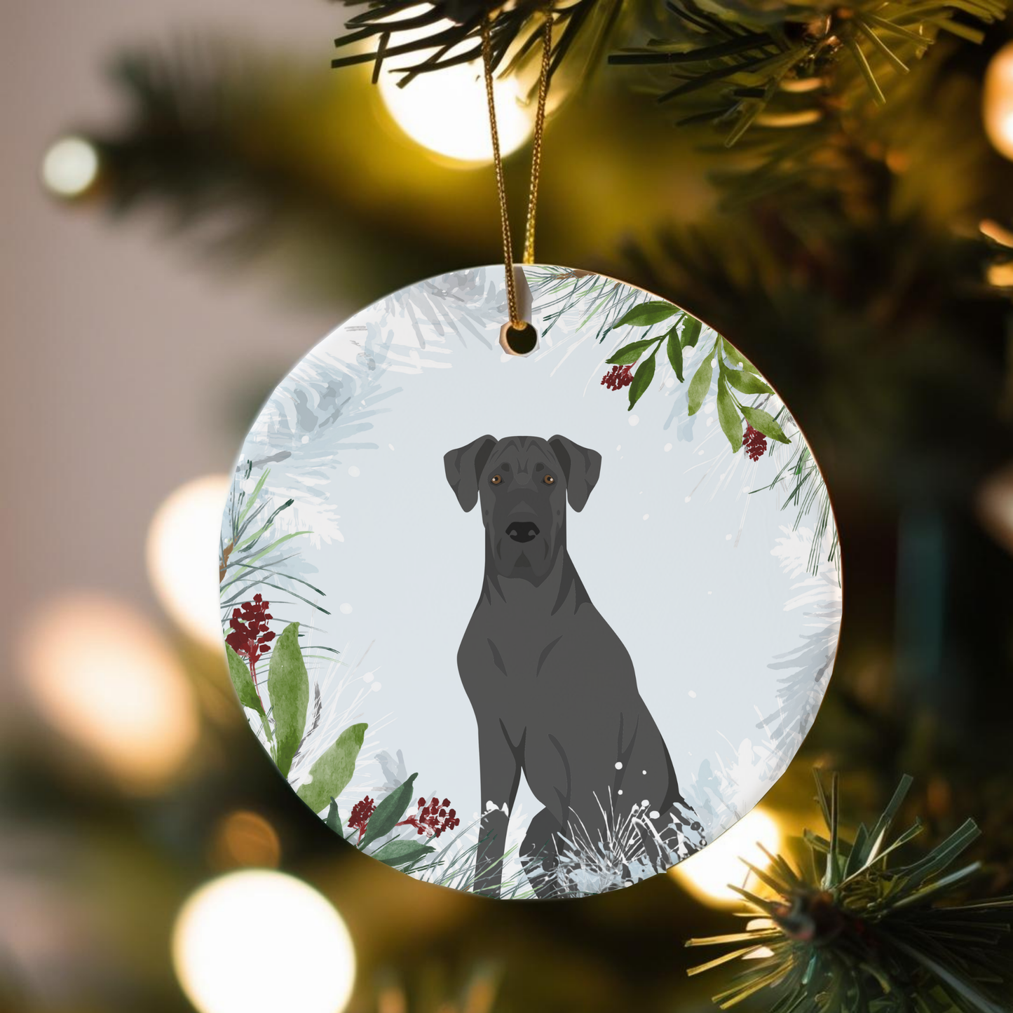 Great Dane Dog Ceramic Christmas Ornaments