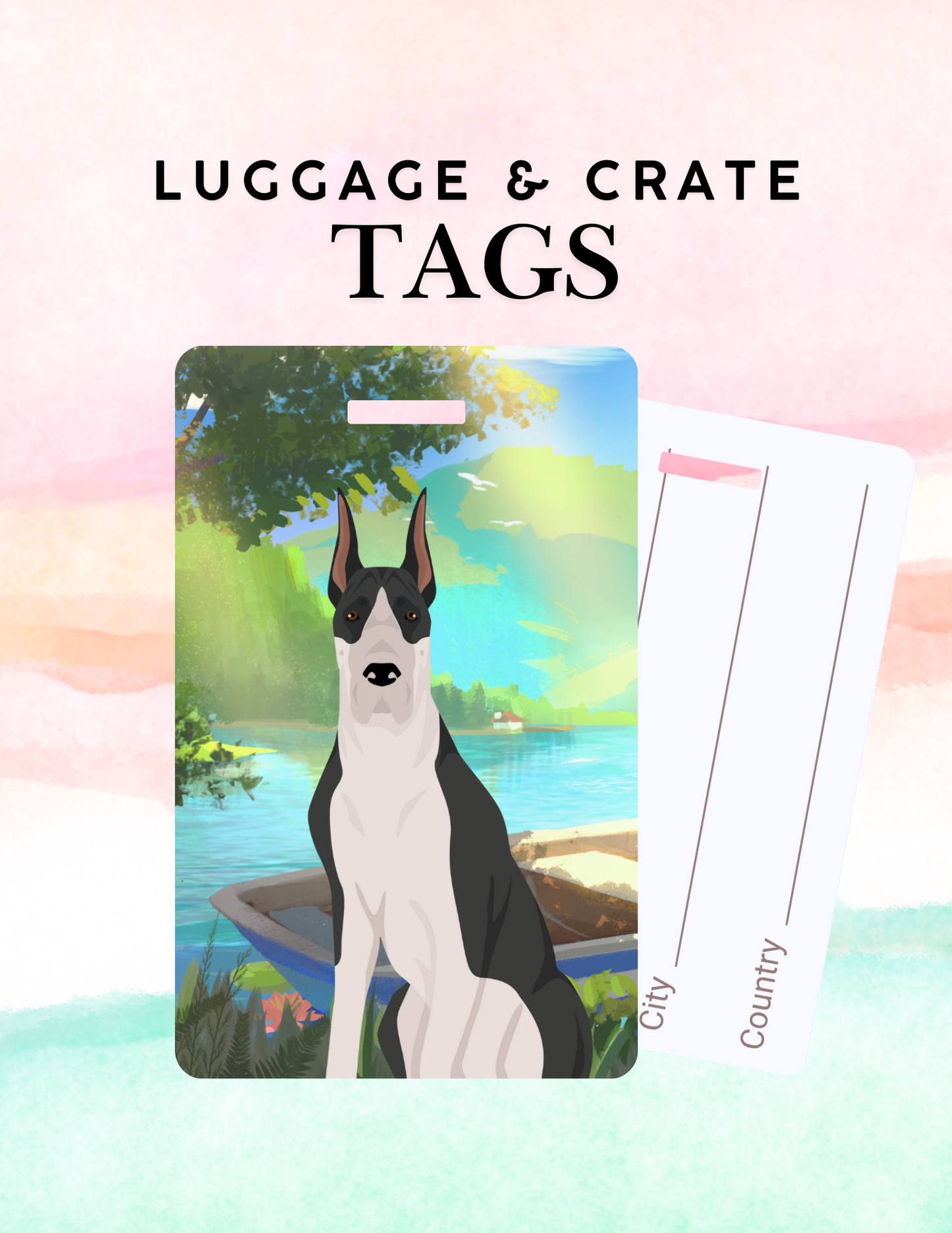 Great Dane Dog Metal Luggage/ Crate Tag