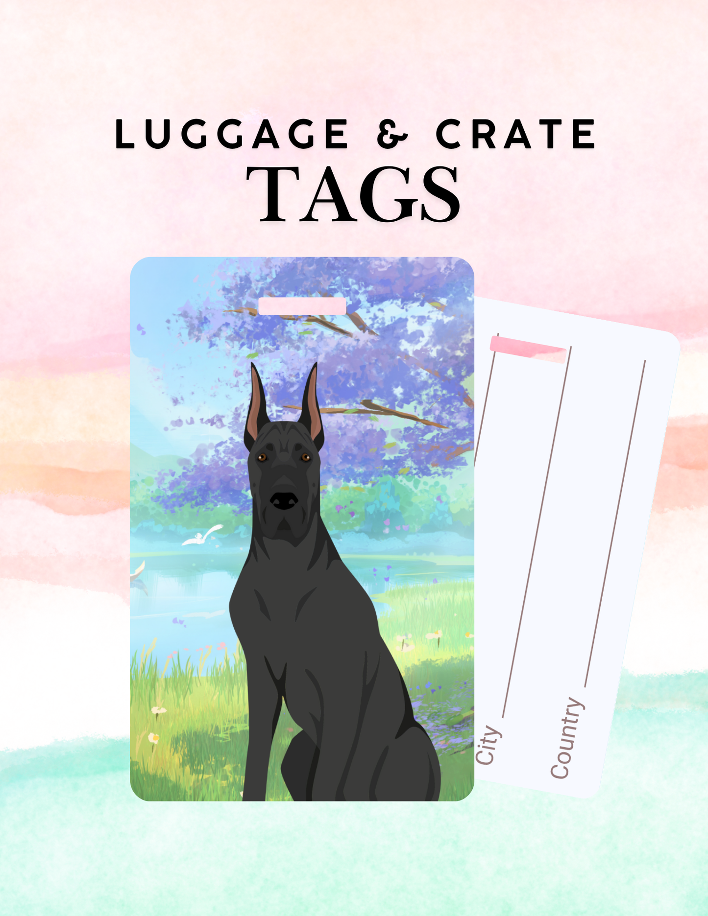 Great Dane Dog Metal Luggage/ Crate Tag