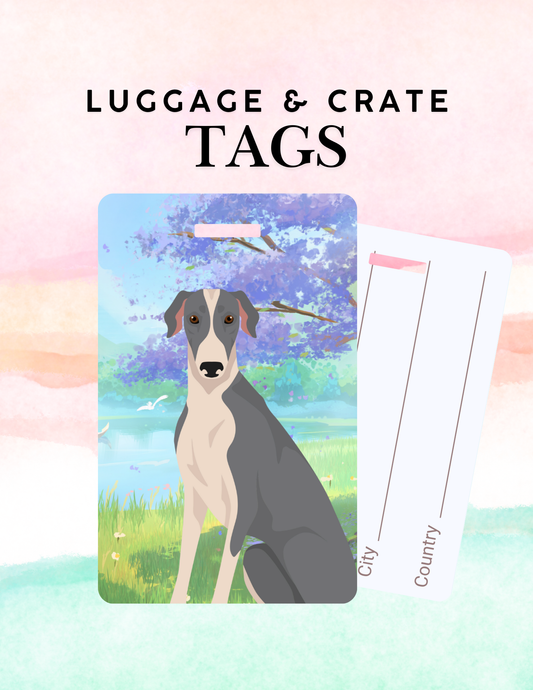 Greyhound Dog Metal Luggage/ Crate Tag