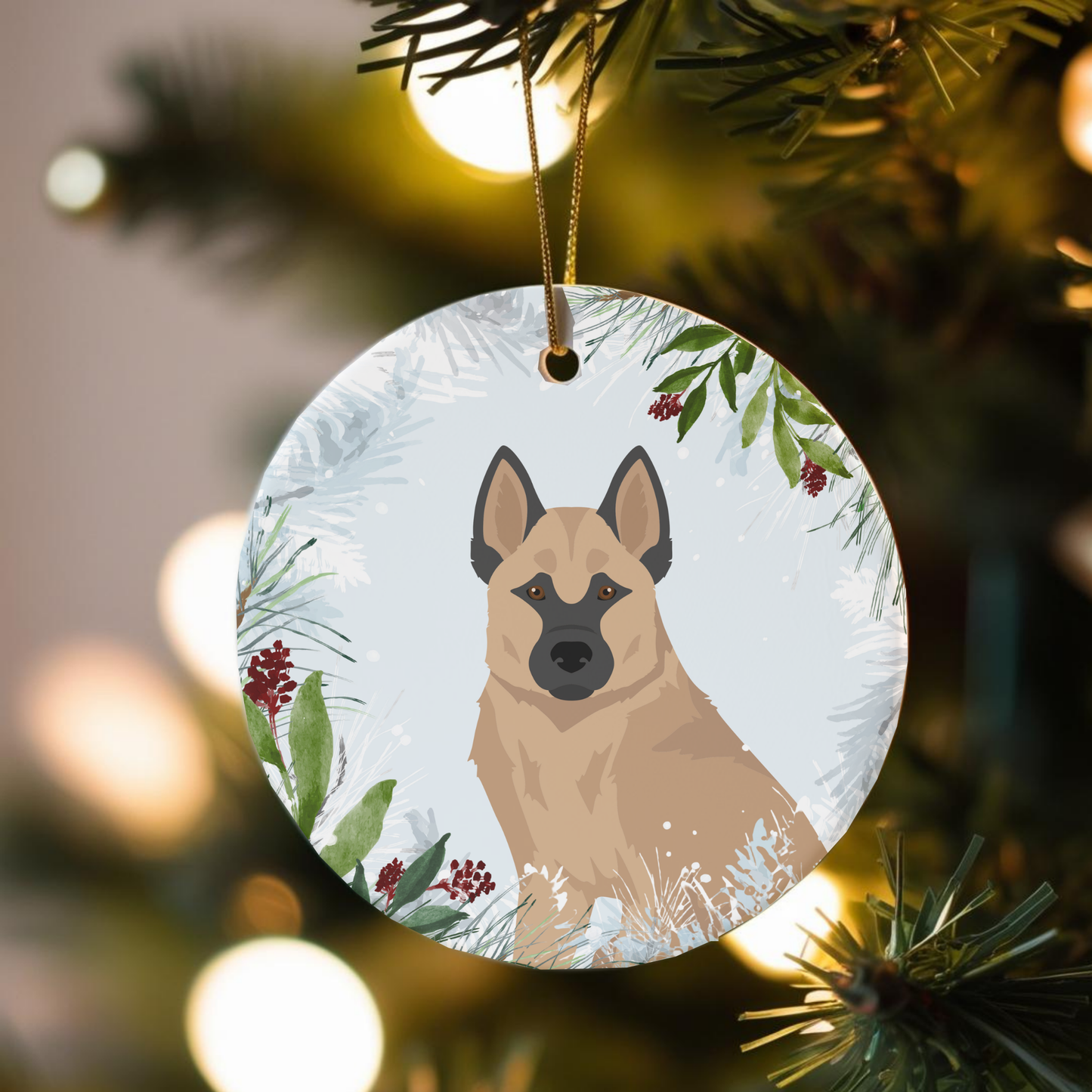 Hallefors Elkhound Dog Ceramic Christmas Ornaments