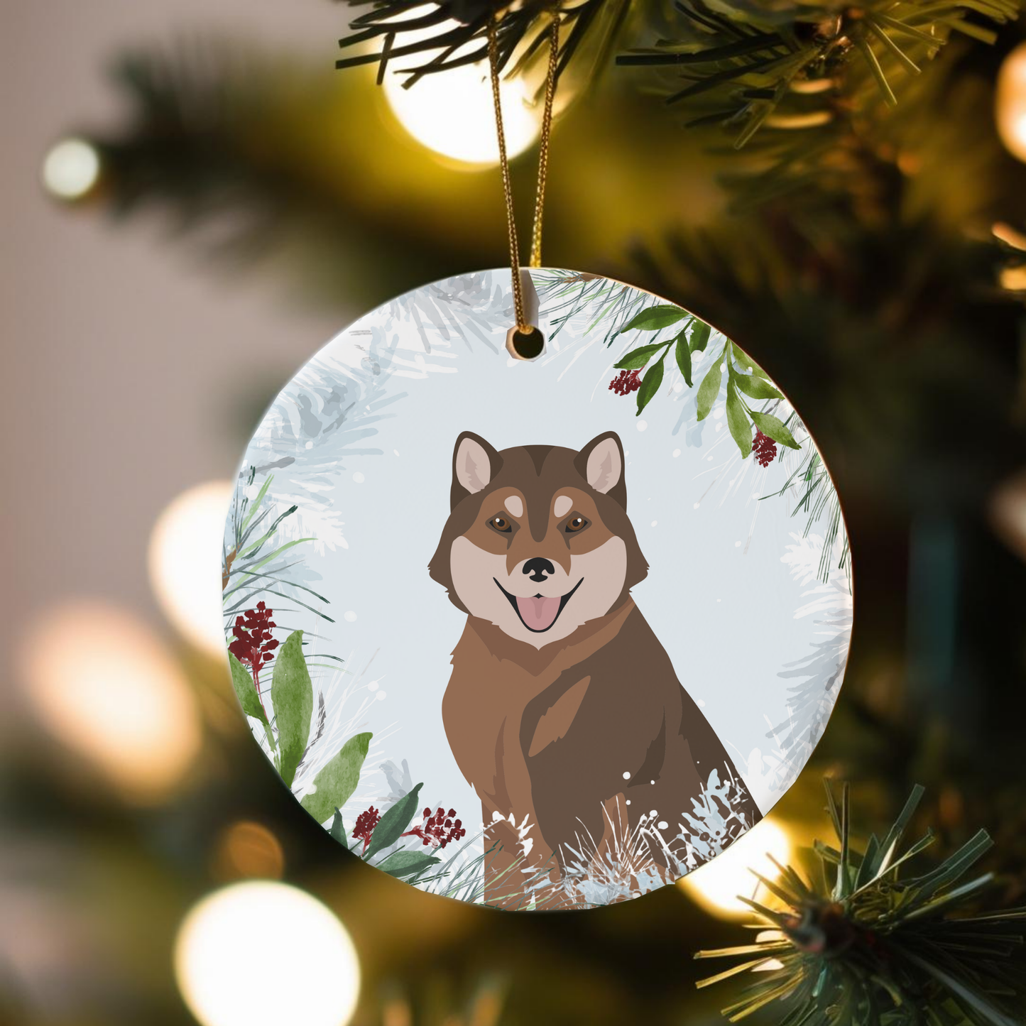 Hokkaido Dog Ceramic Christmas Ornaments
