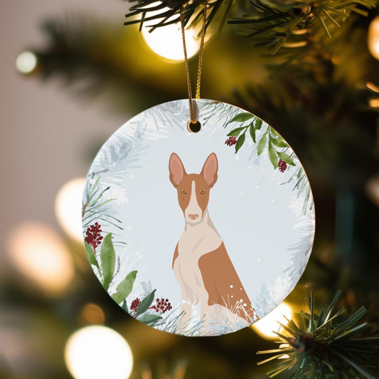 Ibizan Hound Dog Ceramic Christmas Ornaments