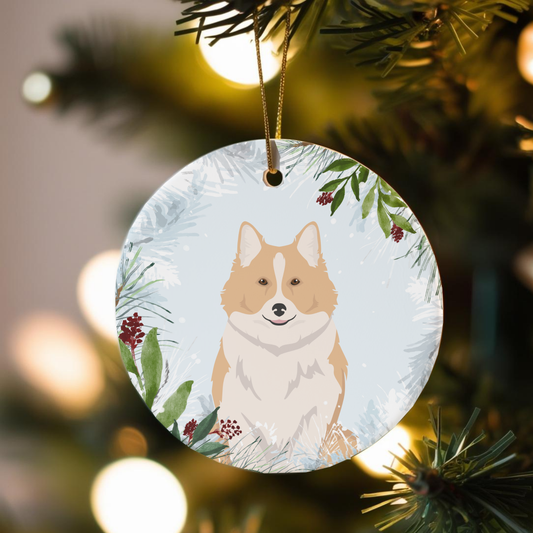 Icelandic Sheepdog Dog Ceramic Christmas Ornaments