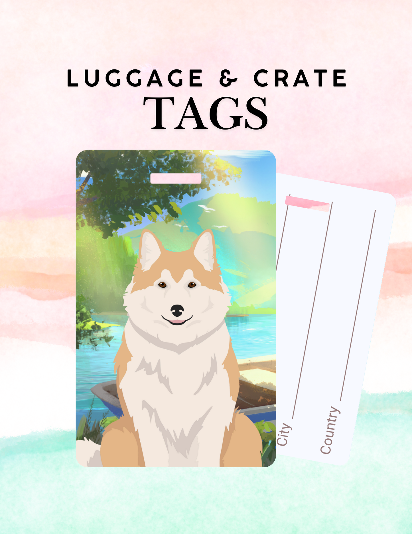 Icelandic Sheepdog Dog Metal Luggage/ Crate Tag