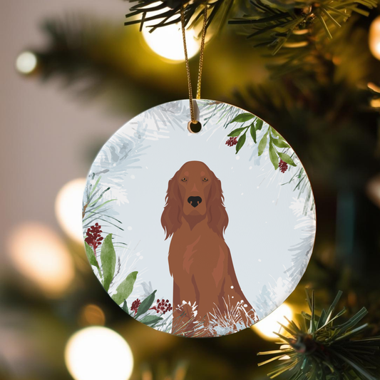 Irish Setter Dog Ceramic Christmas Ornaments
