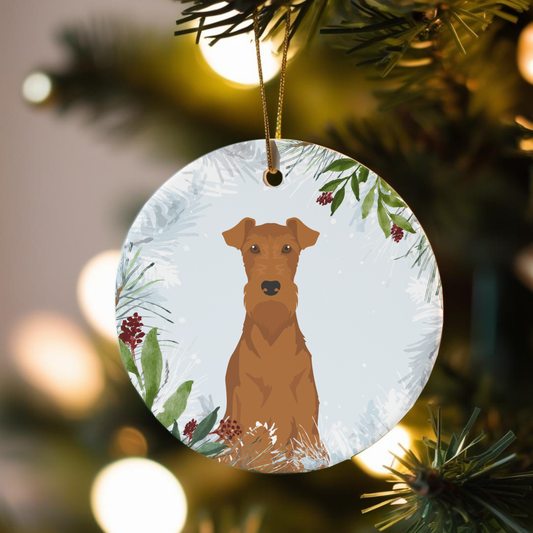 Irish Terrier Dog Ceramic Christmas Ornaments