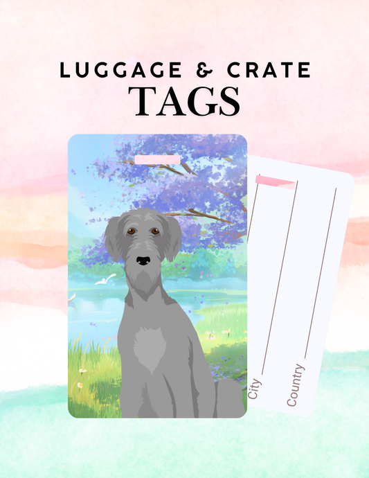 Irish Wolfhound Dog Metal Luggage/ Crate Tag