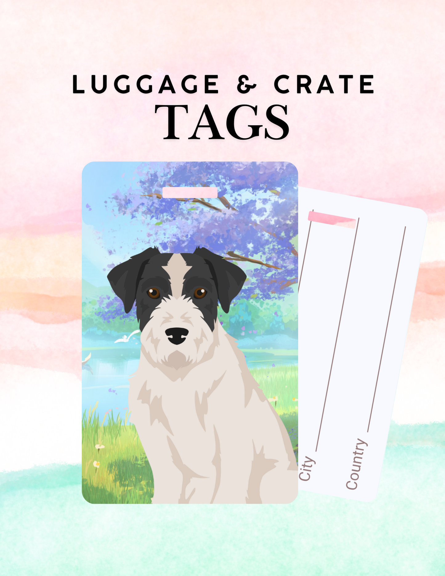 Jack Russell Terrier Dog Metal Luggage/ Crate Tag