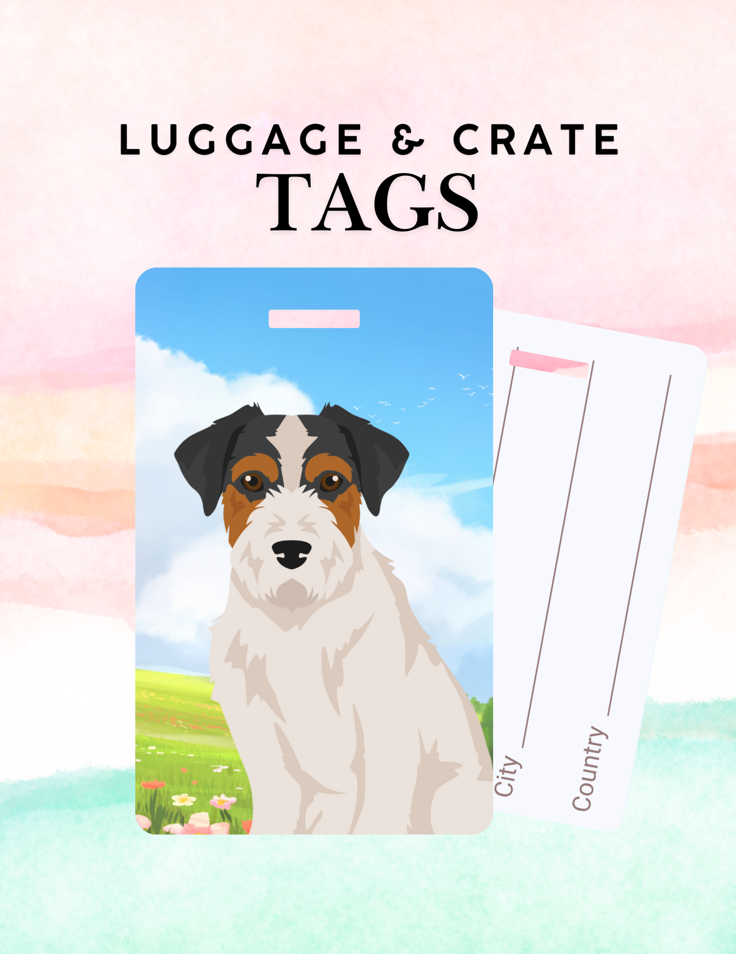 Jack Russell Terrier Dog Metal Luggage/ Crate Tag