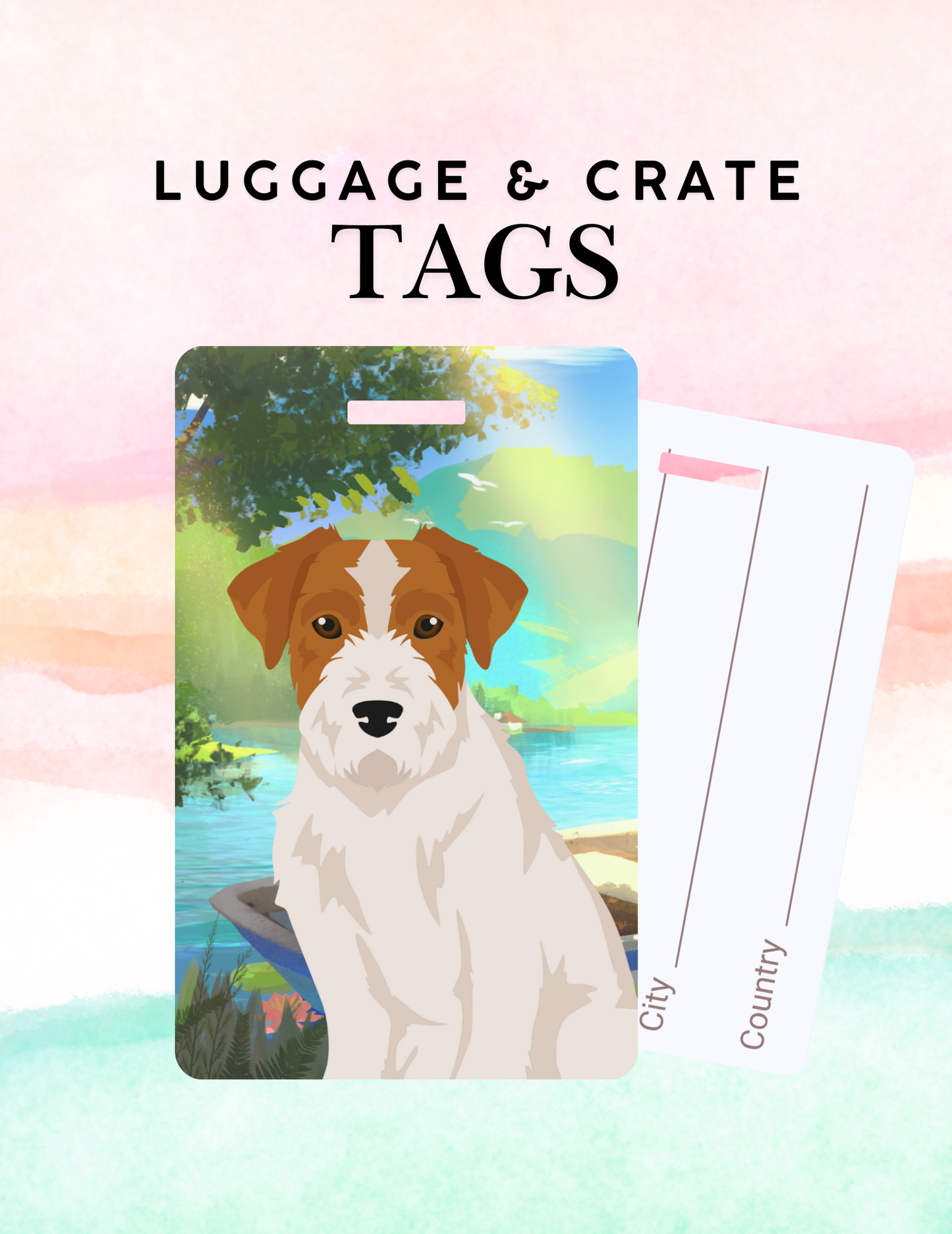 Jack Russell Terrier Dog Metal Luggage/ Crate Tag
